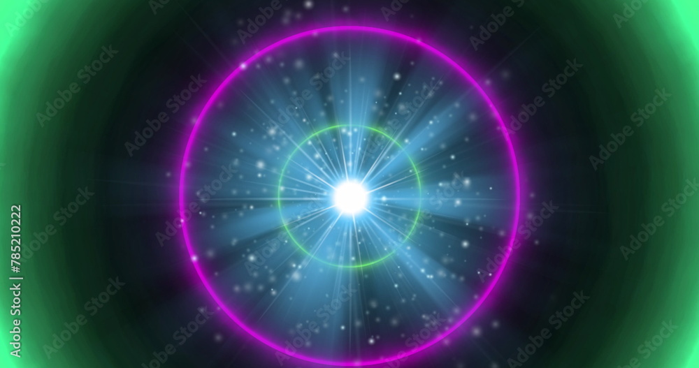 Image of light trails and circles on black background Image of light trails and circles on black background