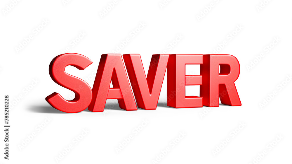 3D letter SAVER in red on a transparent background