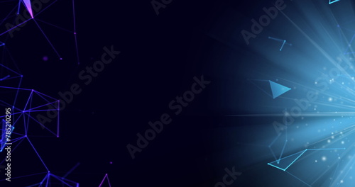Image of blue light and connections on black background