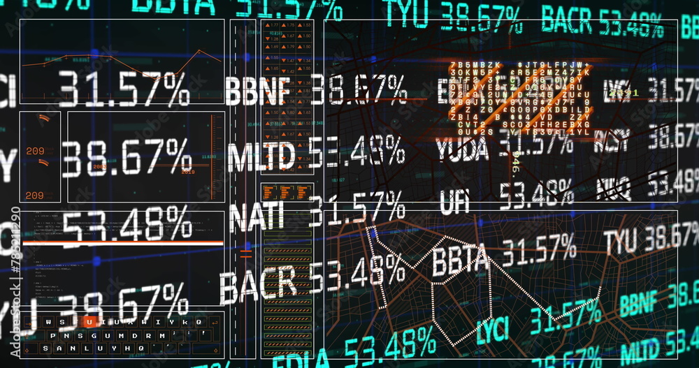The image shows a digital composition of the global economy stock market concept The image shows a digital composition of the global economy stock market concept