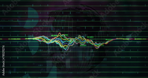 Image of financial graphs over on black background