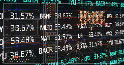 The image shows a digital composition of the global economy stock market concept