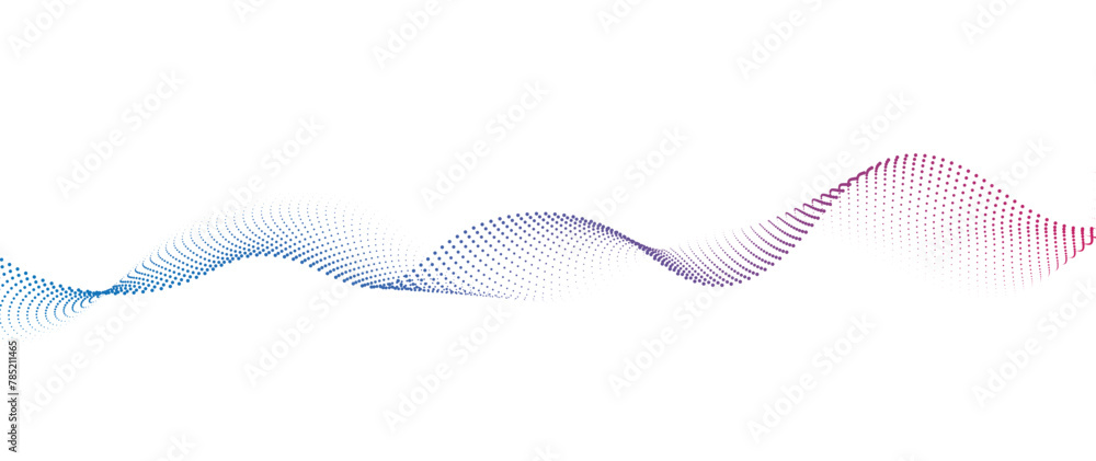 Fototapeta premium Flowing Dot Wave halftone gradient pattern on transparent background
