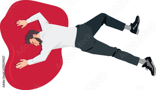 Businessman in despair lying on the ground