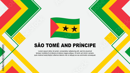 Sao Tome And Principe Flag Abstract Background Design Template. Sao Tome And Principe Independence Day Banner Wallpaper Vector Illustration. Banner