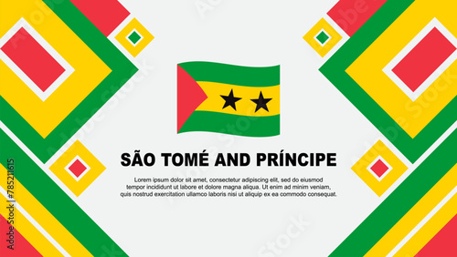 Sao Tome And Principe Flag Abstract Background Design Template. Sao Tome And Principe Independence Day Banner Wallpaper Vector Illustration. Cartoon