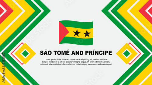 Sao Tome And Principe Flag Abstract Background Design Template. Sao Tome And Principe Independence Day Banner Wallpaper Vector Illustration. Design