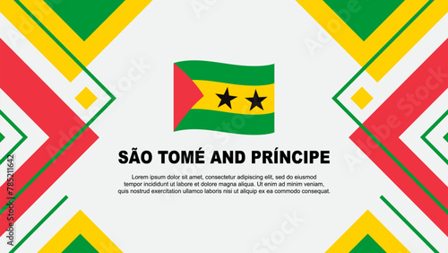 Sao Tome And Principe Flag Abstract Background Design Template. Sao Tome And Principe Independence Day Banner Wallpaper Vector Illustration. Illustration