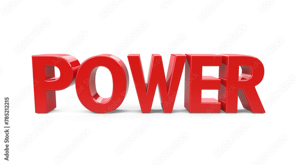 3D letter POWER in bold red on a transparent background