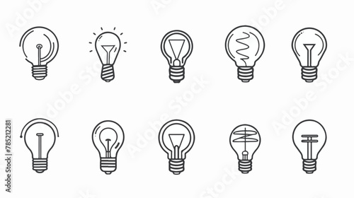 Light bulb icons thin line art set. Black vector symbol