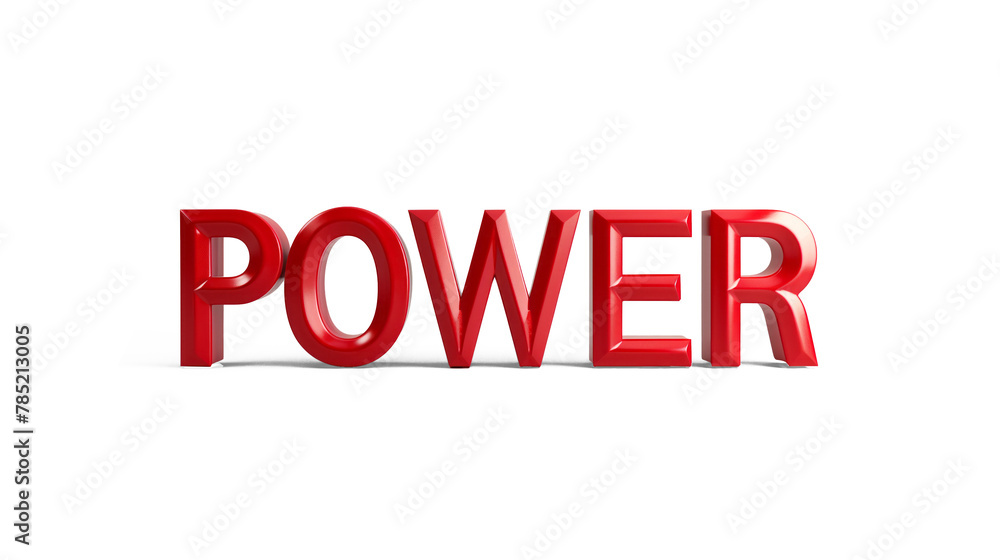 3D letter POWER in bold red on a transparent background 3D letter POWER in bold red on a transparent background