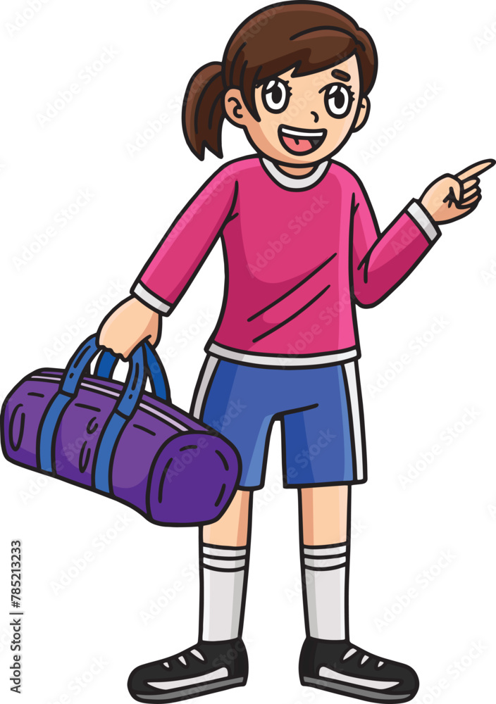 Girl with Soccer Bag Cartoon Colored Clipart Girl with Soccer Bag Cartoon Colored Clipart