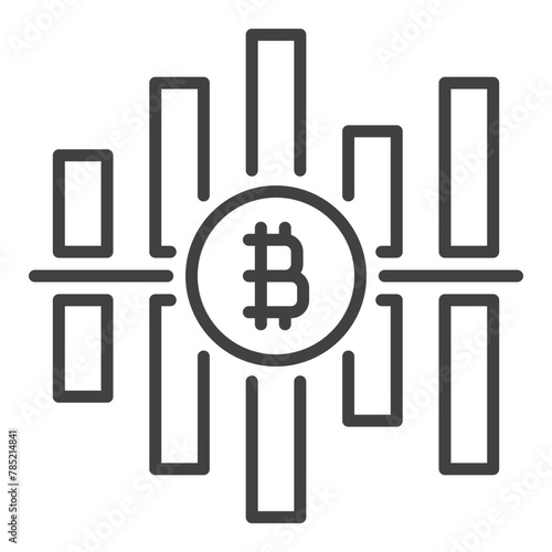 Bitcoin Cryptocurrency Graph vector Crypto Trading thin line icon or design element