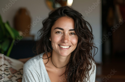 Radiant Young Woman with a Genuine Smile in a Casual Setting