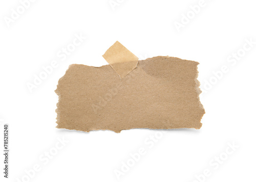 Piece of kraft notebook sheet and adhesive tape isolated on white