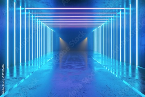 Empty Room With Blue and Yellow Lights