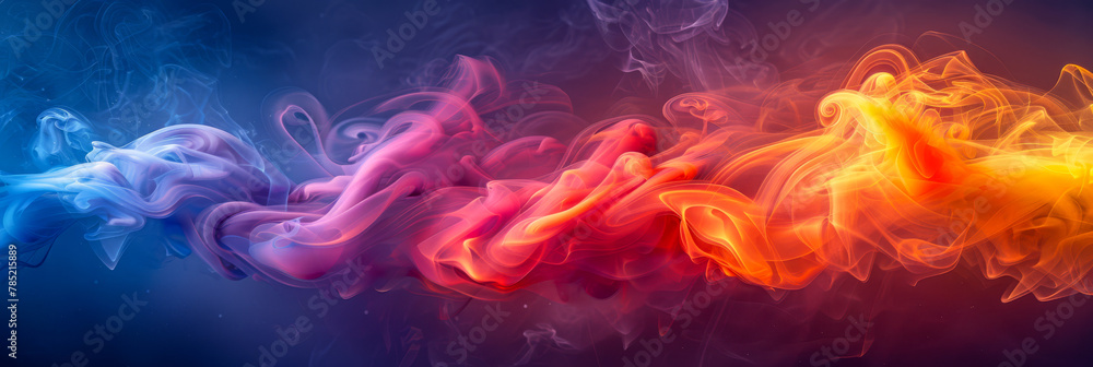 Abstract Colorful Smoke Dance in a Swirl of Warm and Cool Hues Abstract Colorful Smoke Dance in a Swirl of Warm and Cool Hues