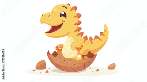 Little cute happy dino in egg. Kid dinosaur. Vector illustration © Jasmin