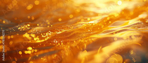 Mesmerizing digital illustration of abstract golden waves resembling liquid gold or yellow water, creating a stunning visual spectacle.