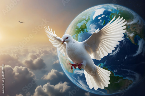 A concept of peace with earth background photo