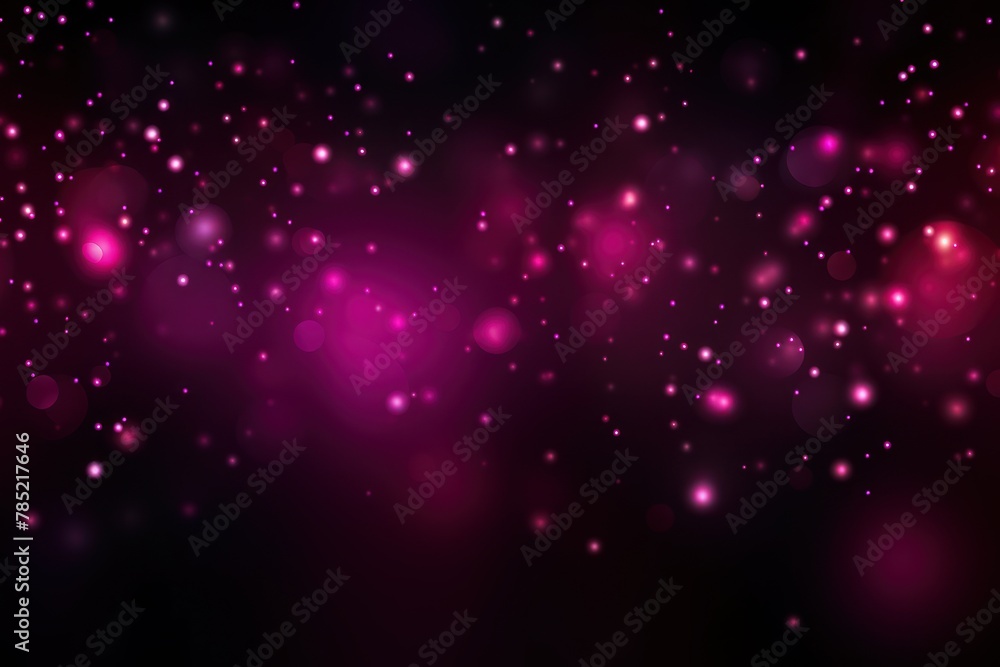 Magenta abstract glowing bokeh lights on a black background with space for text or product display