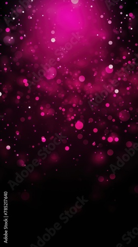 Magenta abstract glowing bokeh lights on a black background with space for text or product display