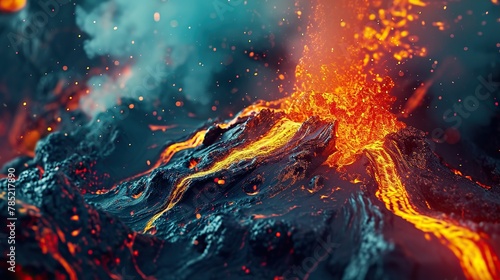 Eruption from a volcano, symbolizing the explosive insights derived from careful analysis. The vibrant lava streams and geological layers represent the depth and richness of data-driven discoveries.  photo