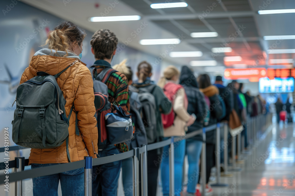 Queue at the airport for a flight Queue at the airport for a flight