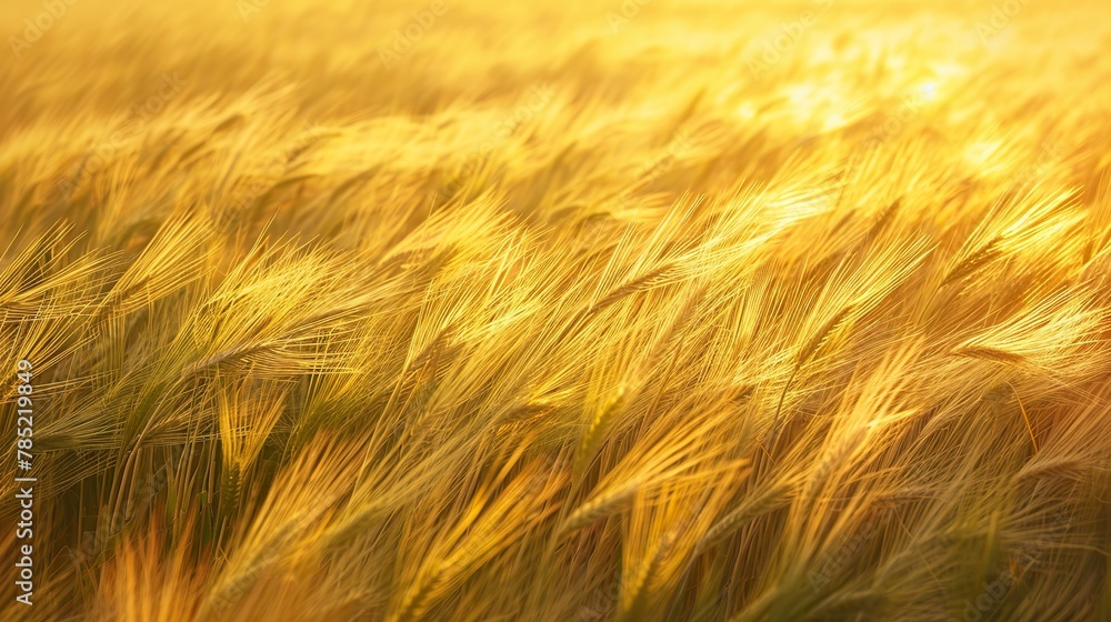 A golden field of wheat gently sways in the breeze, creating a sea of undulating waves under the soft glow of the setting sun. The image captures the essence of yielding to the natural rhythm of life A golden field of wheat gently sways in the breeze, creating a sea of undulating waves under the soft glow of the setting sun. The image captures the essence of yielding to the natural rhythm of life