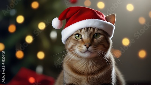 cat with christmas tree