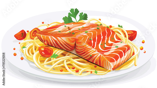 A delicious salmon fillet served with creamy tomato