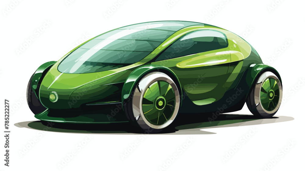 A futuristic green car is showcased embodying the late