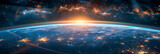 Cosmic Dawn: Earth's Horizon with Fiery Space Debris