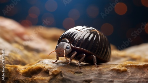 Pill Bug Beauty on solid background. photo