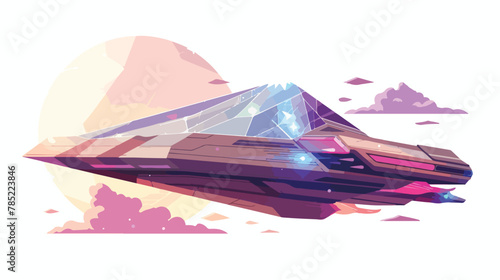 A spaceship that resembles a giant floating crystal