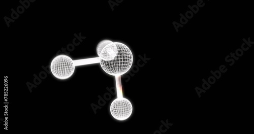 Image of molecule moving on black background photo