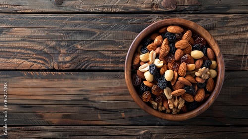 nuts in a bowl on a wooden background
