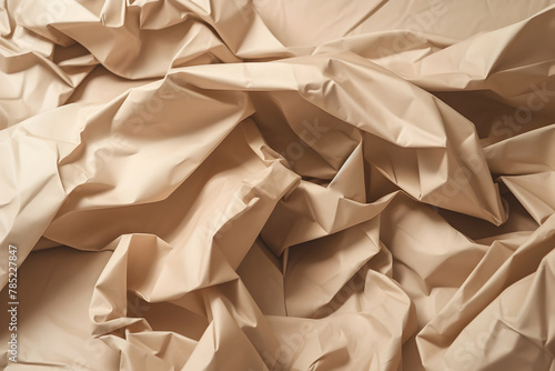 Abstract background with heavily wrinkled paper sheet. 