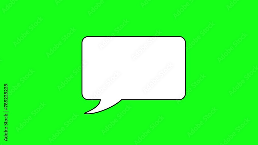 Animated white outlined speech bubble in the shape of a rectangle with ...