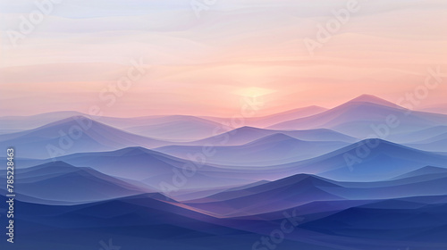 Abstract colorful hills with a pastel sunset gradient