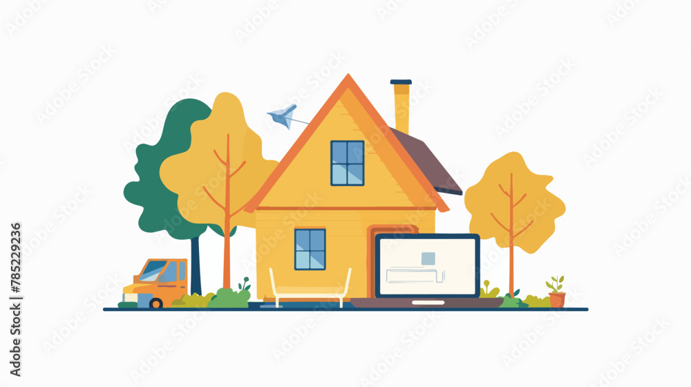 A glyph illustration of work from home flat vector isolated