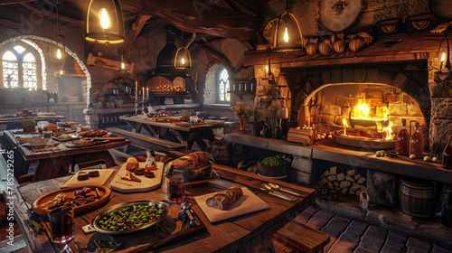 3D ation wide panorama of a fantasy medieval ta © Anas