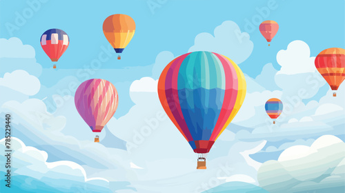 A group of colorful hot air balloons drifting graceful