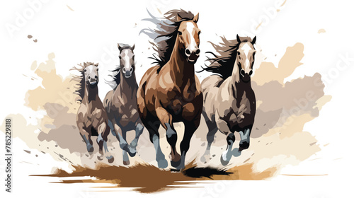 A group of horses galloping across a field flat vector