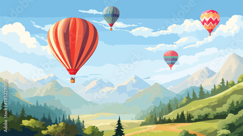 A group of hot air balloons floating over