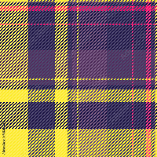 Poster background texture vector, duvet cover tartan pattern textile. Knot seamless plaid check fabric in yellow and indigo colors.