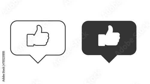 Like Icon With Stroke and Silhouette Shapes