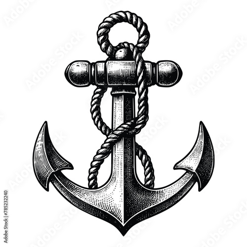  anchor sketch old engraving vector illustration. hand drawn vintage anchor old engraving vector illustration
