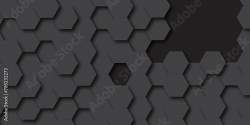 Black hexagon background. grey concrete cement stone tile wall. 3d illustration rendering.  Black geometric layout template. Abstract background of modern wall. colored paper in dark colors. 
