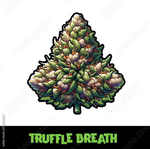 Vector Illustrated Truffle Breath Cannabis Bud Strain Cartoon	